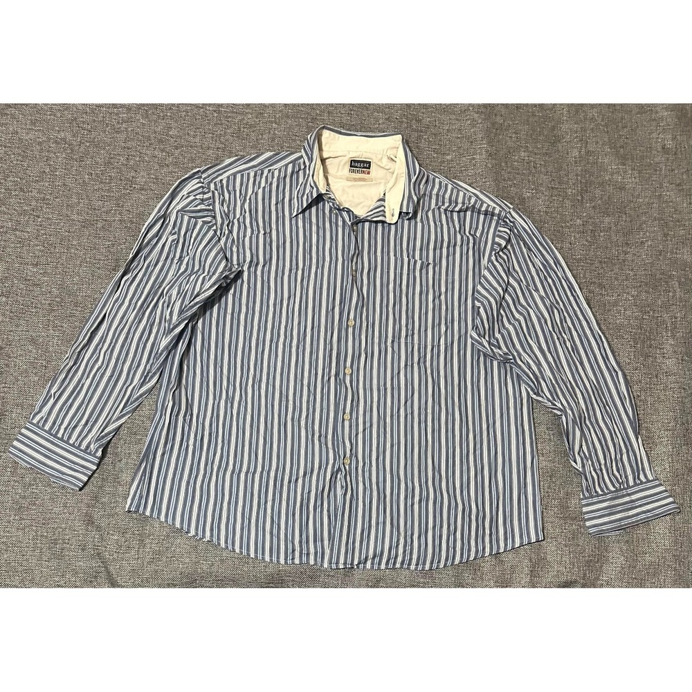 Haggar Men's XL Striped Long‎ Sleeve Shirt